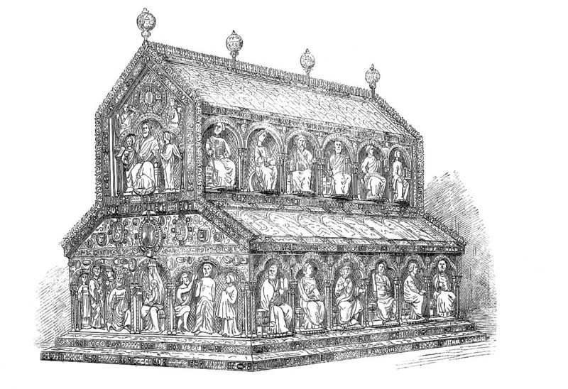 Shrine of the Three Kings from Cologne, Cologne Cathedral, Germany, Historical, digitally enhanced reproduction of a model from around 1860