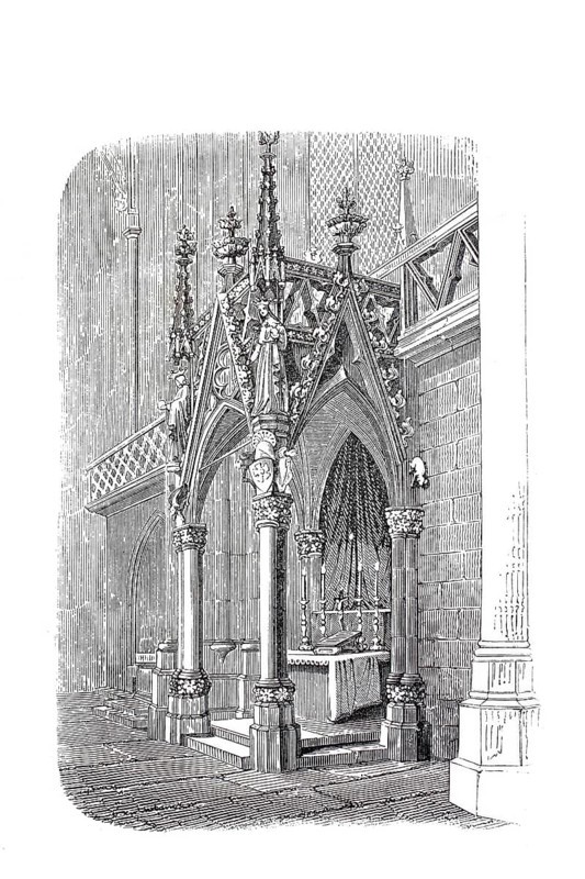 The altar of St Peter's Cathedral in Regensburg, Regensburg Cathedral for short, Bavaria, Germany, Historical, digitally enhanced reproduction of a model from around 1860