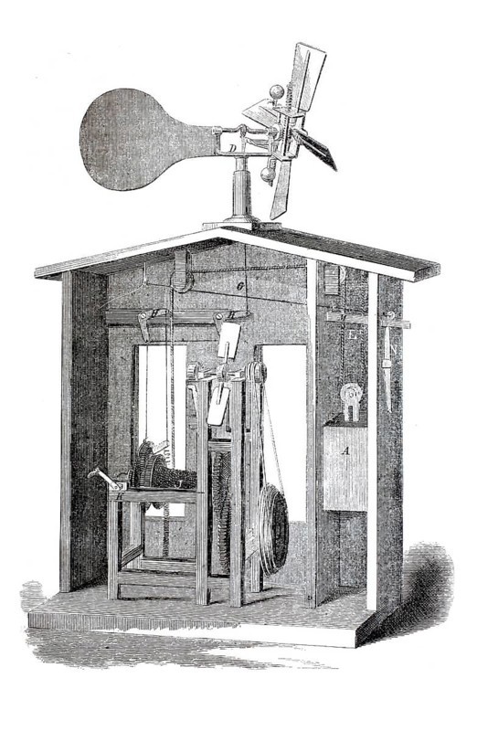 Agriculture, Apparatus for utilising accumulated wind power as an engine, Historical, digitally enhanced reproduction of an original from around 1860