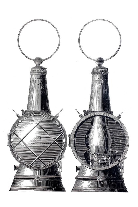 Diving lantern, after G.W. Fuller, historical, digitally enhanced reproduction of a model from around 1860