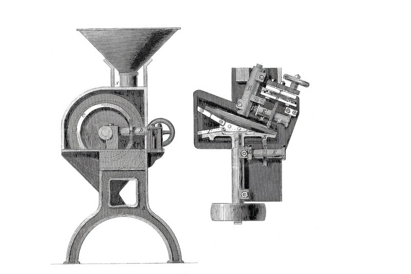 Uncovering machine by R. Patterson, Historical, digitally enhanced reproduction of a model from around 1860
