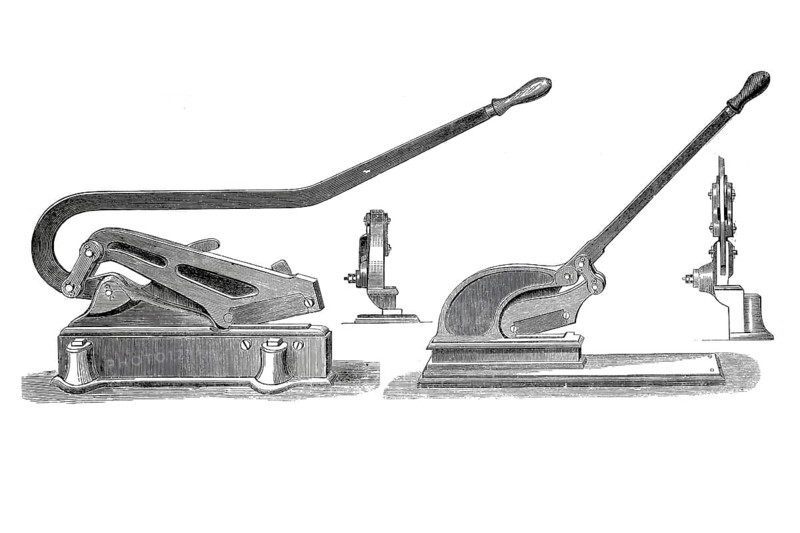 Metal scissors after patent by F. Hoffmann, historical, digitally improved reproduction of a model from around 1860