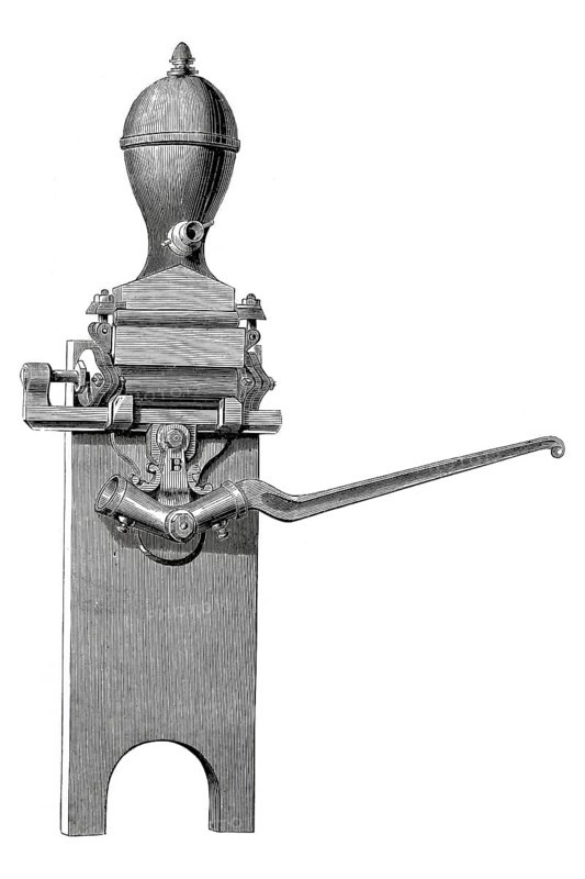 Pressure and suction pump, fire pump, California pump patented by Hansbrow, historical, digitally enhanced reproduction of a model from around 1860