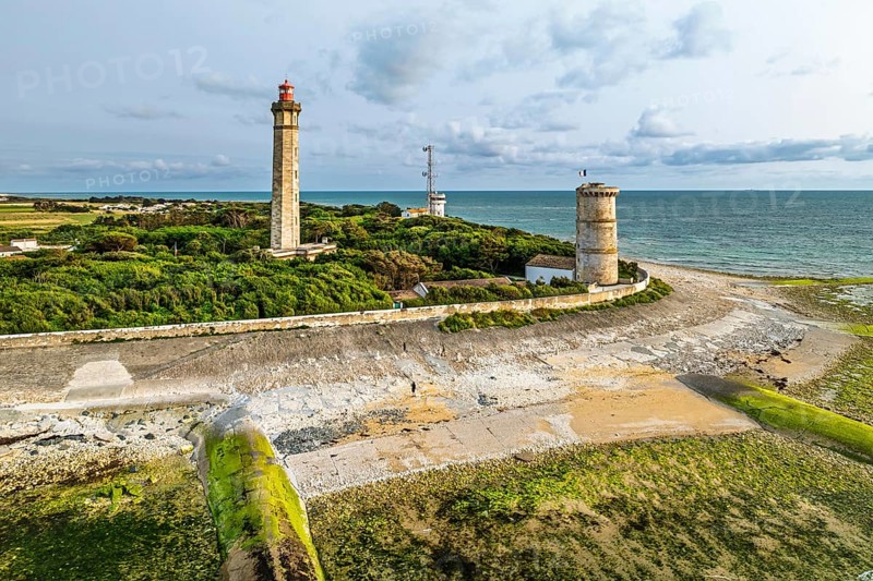 WHALE LIGHTHOUSE from a drone, Saint-Clement-des-Baleines, Atlantic, France