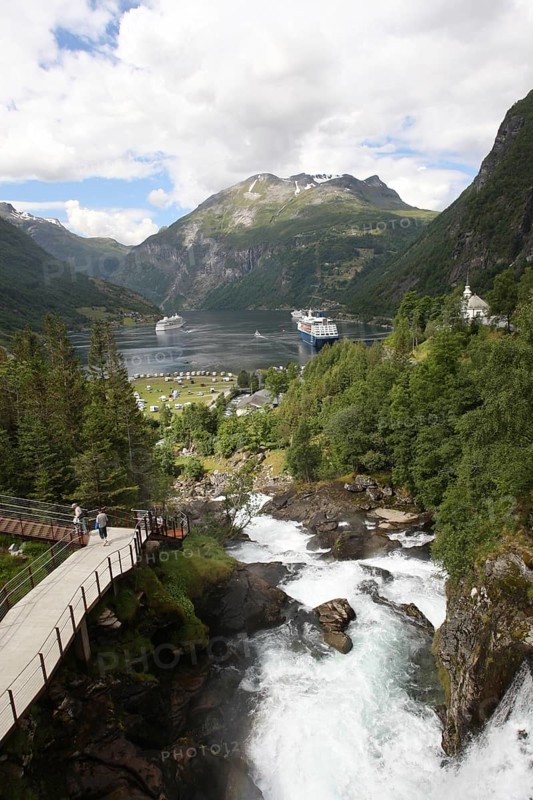 Geiranger Fjord with cruise ships, Romsdal province, Norway, Scandinavia, Romsdal, Norway