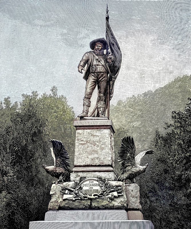 The Andreas Hofer Monument on Mount Isel near Innsbruck, Austria, illustration, published 1890, reproduction, digitally enhanced, historical