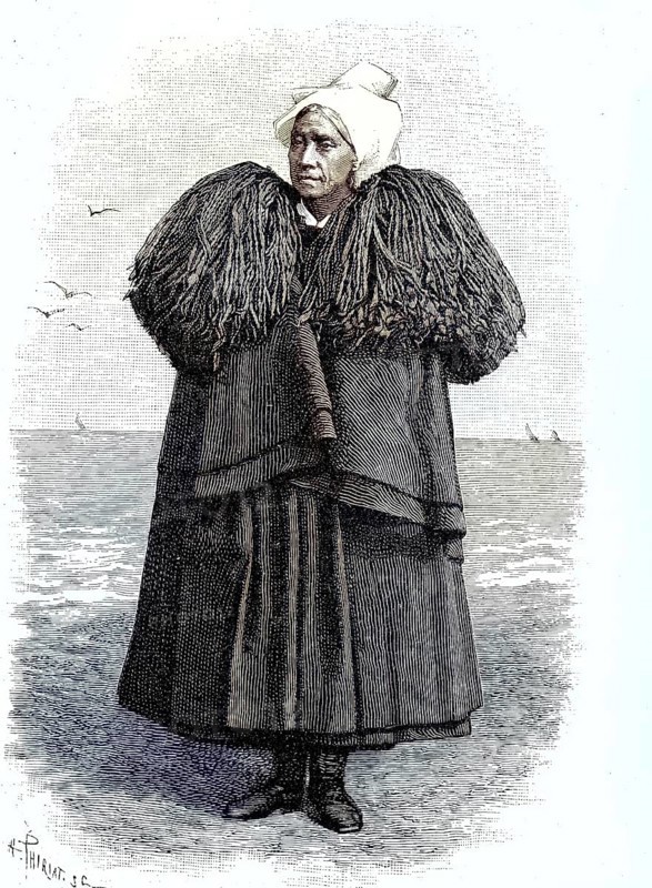 French folklore, Mourning for a fisherwoman from the Sables-d'Olonne area, Illustration, published 1890, Reproduction, digitally enhanced, Historical