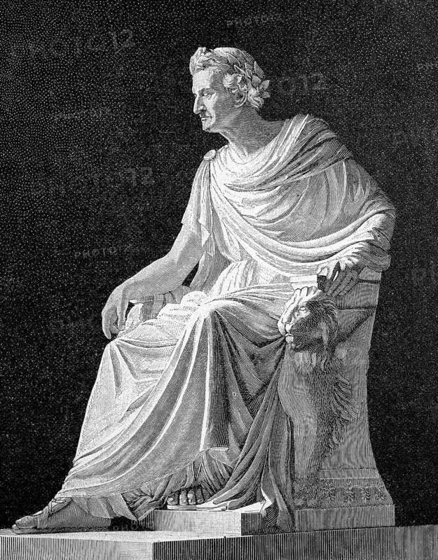 The monument of King Ludwig I of Bavaria in the Walhalla near Regensburg, Germany, illustration, published 1890, reproduction, digitally enhanced, historical