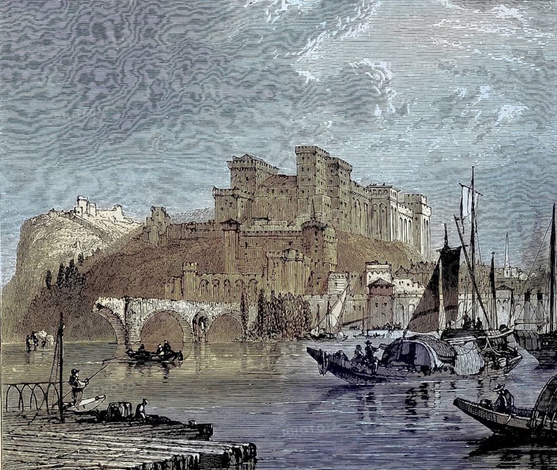 View of the city of Avignon on the Rhone in Provence in southern France, illustration, published 1890, reproduction, digitally enhanced, historical