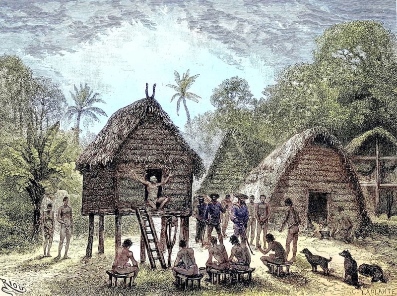An evocation in a Poligudu Negro village in French Guiana, France, illustration, published 1890, reproduction, digitally enhanced, historical