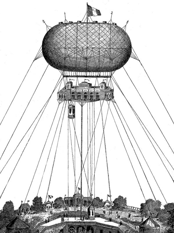The international exhibition in Antwerp, Belgium, 1885, the castle in the sky, illustration from 1894, reproduction, digitally enhanced, Historical