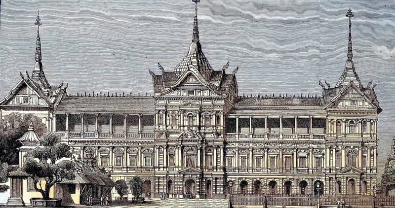 The Palace of the King of Siam, Bangkok, Thailand, Illustration from 1894, Reproduction, digitally enhanced, Historical
