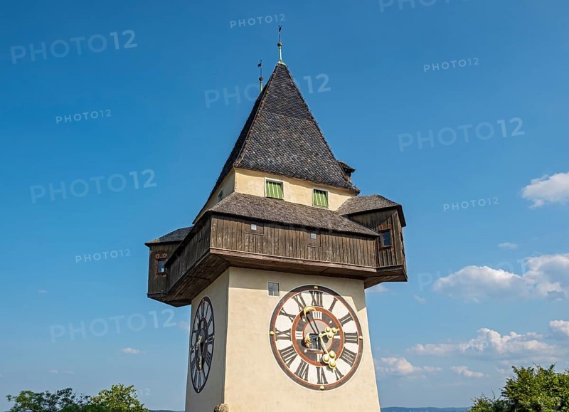 Uhrturm clock tower, Schlossberg Castle Hill, Graz, Austria