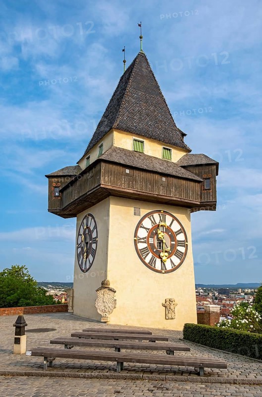 Uhrturm clock tower, Schlossberg Castle Hill, Graz, Austria