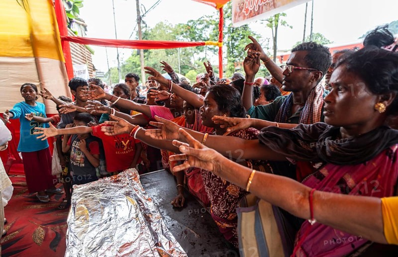 Devotees throng to have food as they arrives to visit Kamakhya Temple during Ambubachi Mela, in Guwahati, India on June 22, 2025. The Ambubachi Mela is one of the most spiritually significant and culturally unique festivals in India