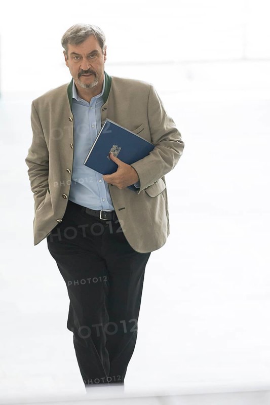 Markus Söder (CSU Chairman and Minister-President of Bavaria) on his way to consult Federal Chancellor Friedrich Merz with the heads of government of the federal states in the International Conference Hall of the Federal Chancellery, Berlin, 18 June 2025