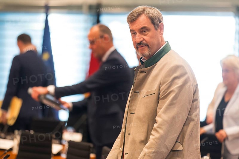 Markus Söder (CSU Chairman and Minister-President of Bavaria) in front of the consultation between Federal Chancellor Friedrich Merz and the heads of government of the federal states in the International Conference Hall of the Federal Chancellery, Berlin, 18 June 2025