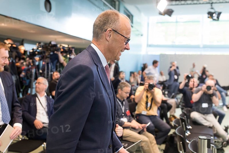 Friedrich Merz (CDU, Federal Chancellor) on his way to the press conference after the consultation between Federal Chancellor Friedrich Merz and the heads of government of the federal states in the Federal Chancellery, Berlin, 18 June 2025