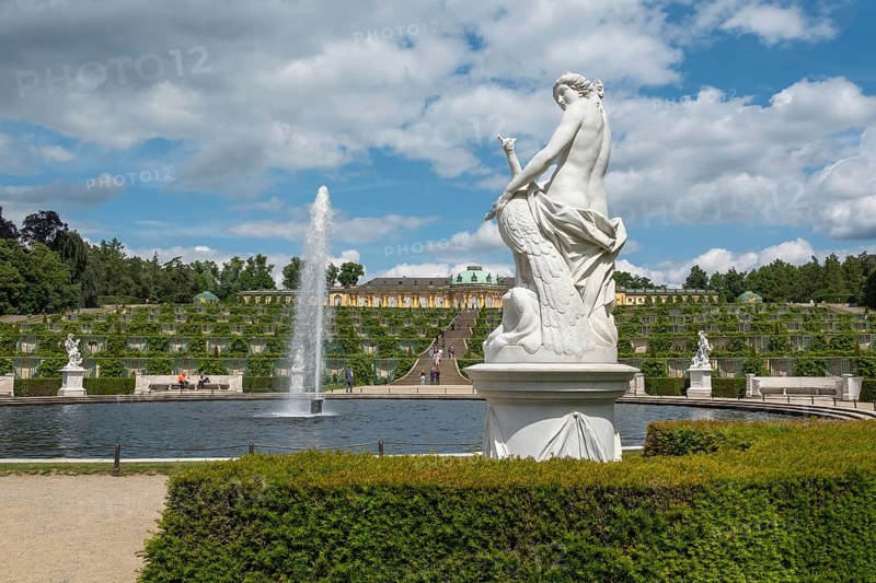 Sanssouci Palace, Great Fountain, Vineyard Terraces, Potsdam, Brandenburg, Germany