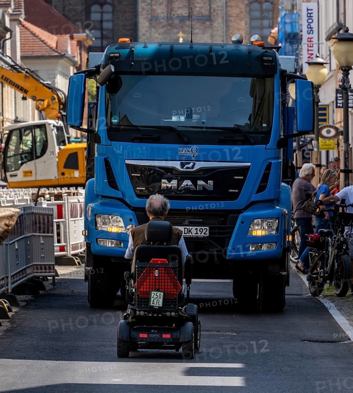 Roadworks in Brandenburger Straße, shopping street in Potsdam, Brandenburg, Germany