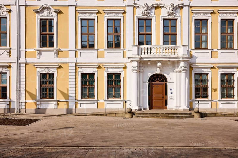 State parliament, historic houses, baroque architectural style, facade, window, entrance area, door, staircase, sunny, cathedral square, Magdeburg, state capital, independent city, Saxony-Anhalt, Germany
