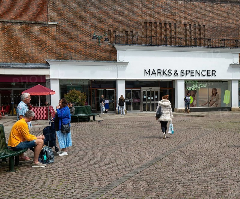Marks and Spencer department store shop, Old George Mall shopping centre, Salisbury, Wiltshire, England, UK