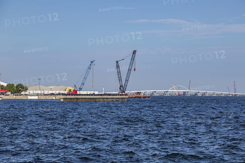 Construction of the Pensacola Bay Bridge reopening in May 2021 after being struck by a barge and a fallen crane during Hurricane Sally in 2020