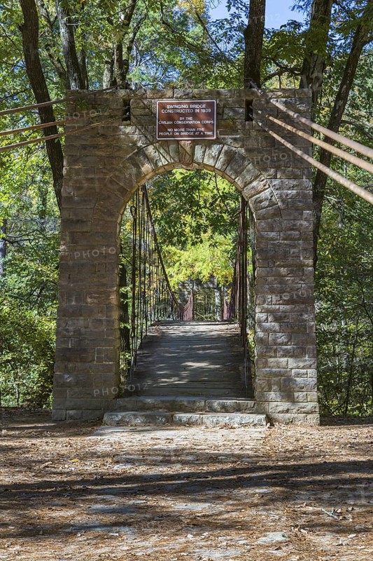 Swinging bridge constructed in 1939 at Tishomingo State Park in northeast Mississippi