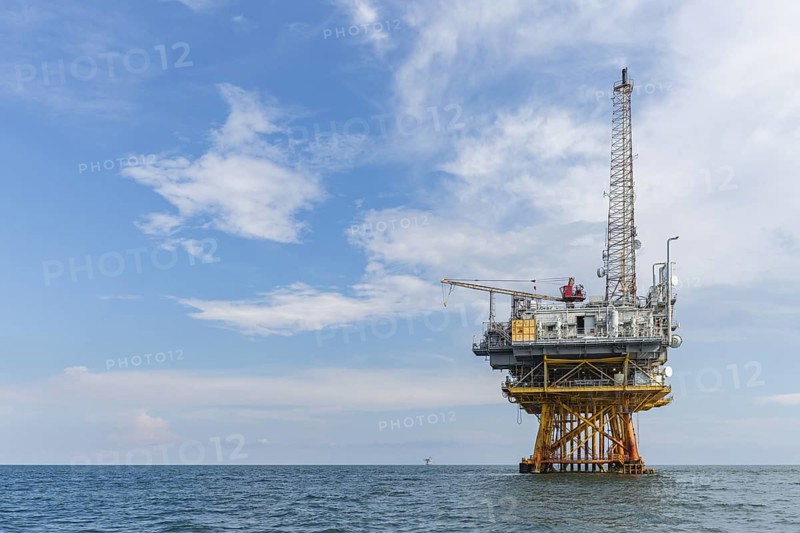 Offshore petroleum drilling rig in the Gulf of Mexico