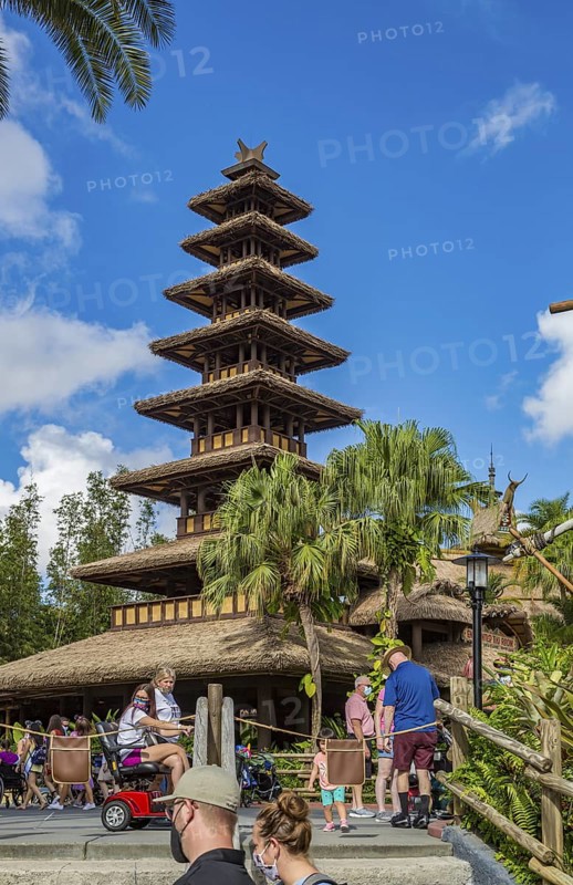 Enchanted Tiki Room attraction in the Adventure Land area of Magic Kingdom at Walt Disney World, Orlando, Florida