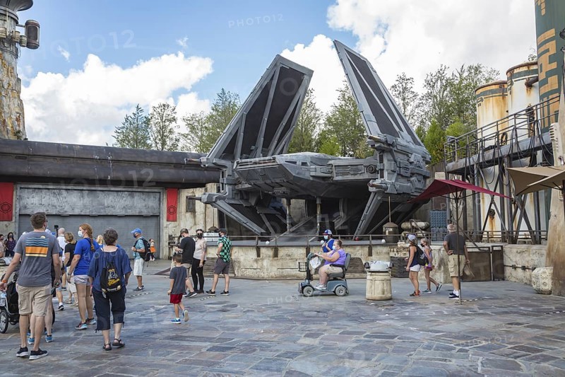 TIE fighter in Star Wars Galaxy's Edge area of Disney's Hollywood Studios theme park