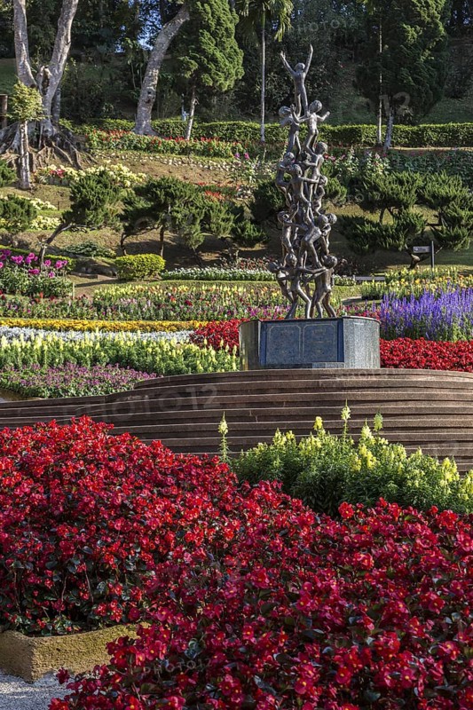 Continuity sculpture in Mae Fah Luang Gardens within the Doi Tung tourist attraction in Chiang Rai, Thailand
