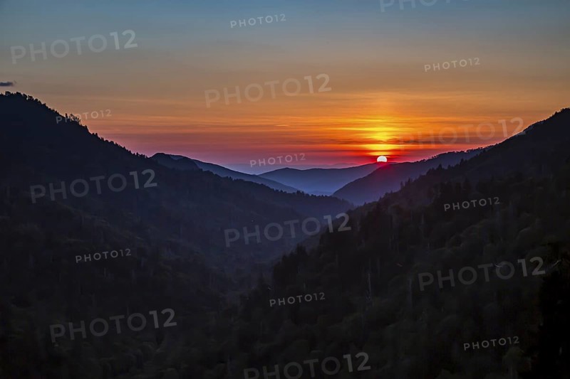 View from the Ben Morton Overlook on Hwy 441 Newfound Gap Road on the Tennessee side of the Great Smoky Mountains National Park