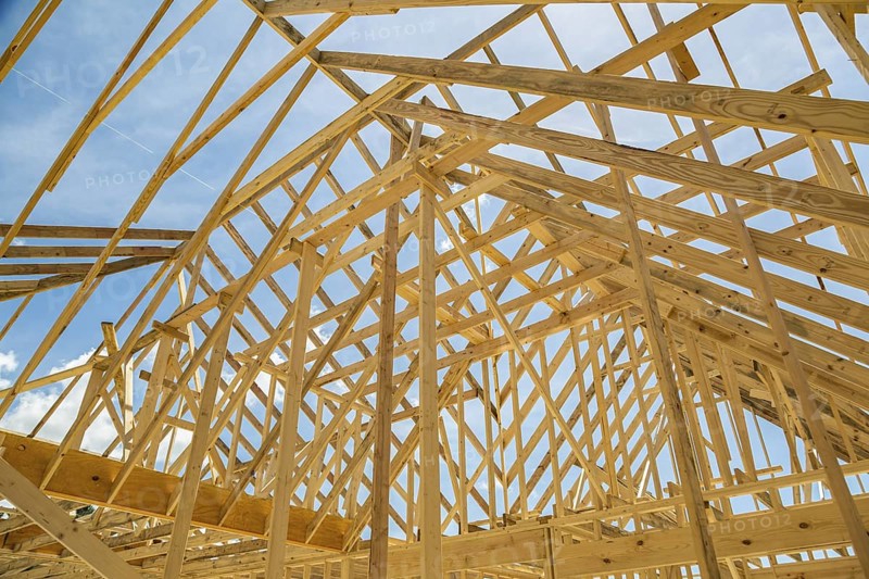 New home construction with wood framing near Hattiesburg, Mississippi