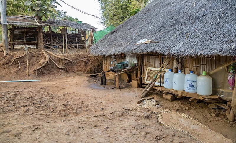 Residences of the Kayah Lahwi (long neck Karen) tribe area of the Union of Hill Tribe Villages outside of Chiang Rai in the Nanglae District of Thailand