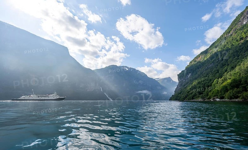 Atmospheric fjord landscape at the Geirangerfjord, Møre og Romsdal, Norway