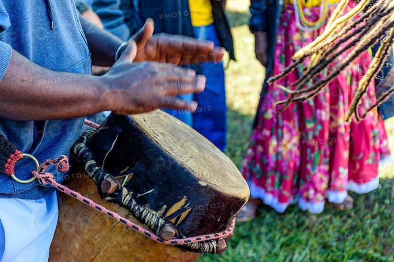 Atabaque of African origin played in a presentation of Brazilian popular culture, Minas Gerais, Brazil