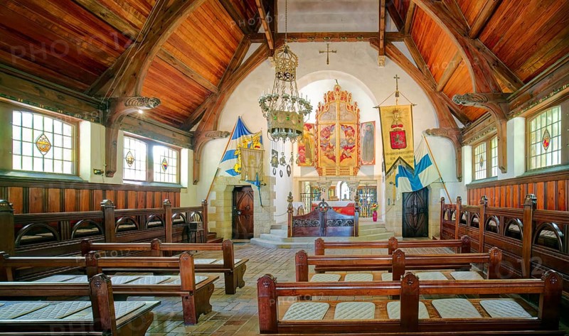 Gustav Adolf Chapel, interior photo, Lützen Museum 1632 to commemorate the Battle of Lützen and the death of the Swedish King Gustav II Adolf in the Thirty Years' War from 1618 to 1648, Lützen, Saxony-Anhalt, Germany