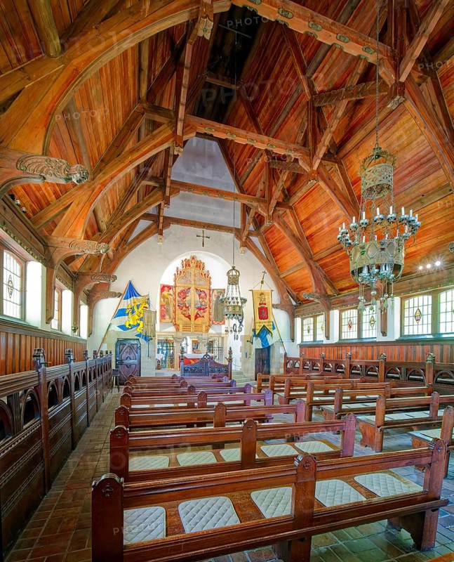 Gustav Adolf Chapel, interior photo, Lützen Museum 1632 to commemorate the Battle of Lützen and the death of the Swedish King Gustav II Adolf in the Thirty Years' War from 1618 to 1648, Lützen, Saxony-Anhalt, Germany