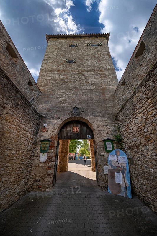 Castle gate of Lengenfeld Castle, dating from the 12th century, Burglengenfeld, Upper Palatinate, Bavaria, Germany