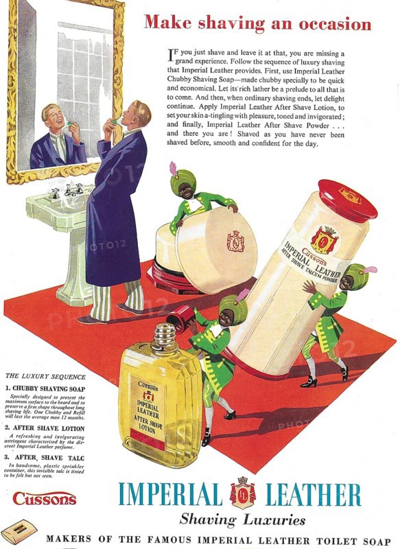 Cussons Imperial Leather shaving soap after shave lotion talcum powder advert advertising in Country Life magazine UK 1951
