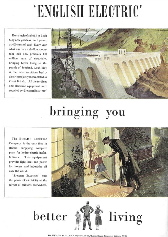 English Electric HEP hydro-electricity power energy advert advertising in Country Life magazine UK 1951