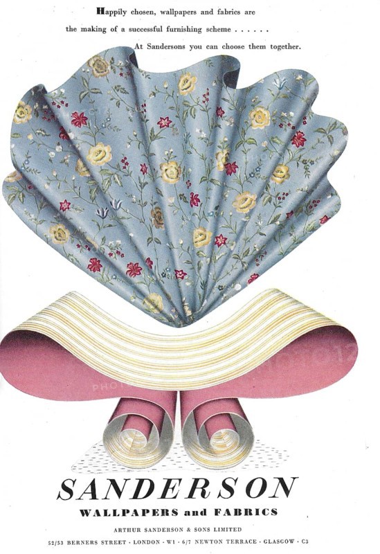 Sanderson wallpapers andadvert advertising in Country Life magazine UK 1951