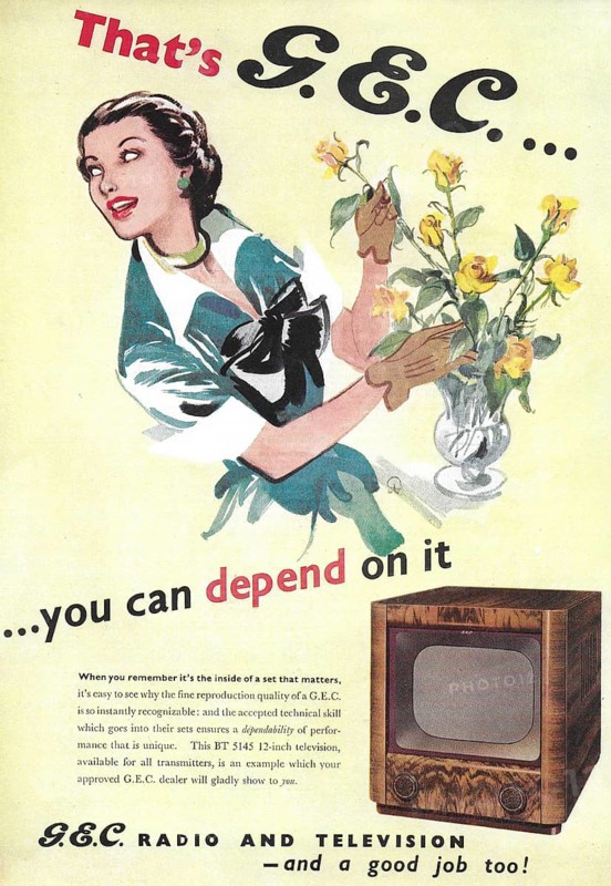GEC radio and television advert advertising in Country Life magazine UK 1951