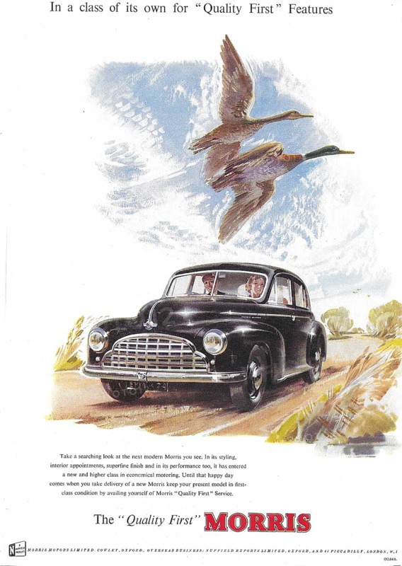 Morris Quality First car advert advertising in Country Life magazine UK 1951