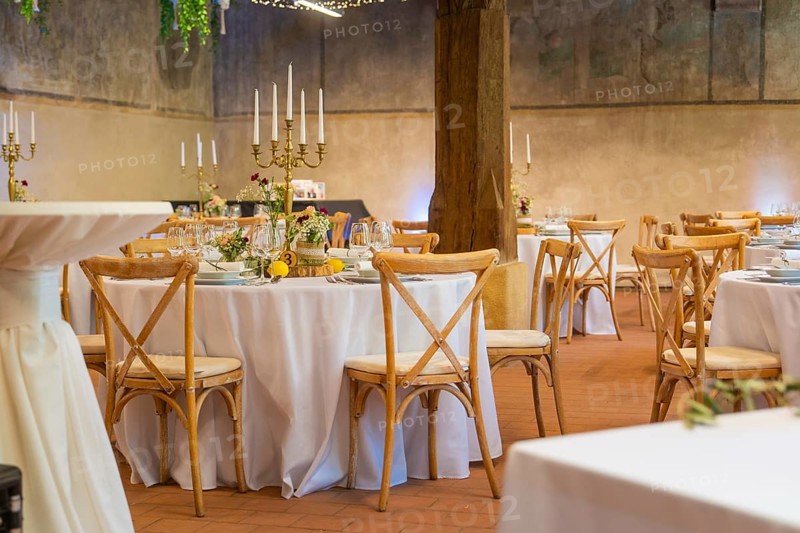 Inviting room for wedding events with elegant decoration and rustic charm, event and wedding location Kloster Lorch, Lorch, Germany