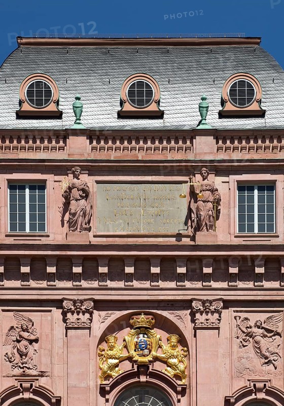 Darmstadt Residential Palace, main portal of the new building by Louis Rémy de la Fosse, Darmstadt, Hesse, Germany