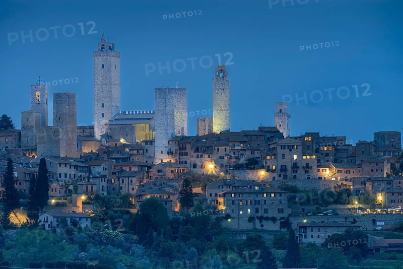 San Gimignano after sunset, Tuscany, Italy