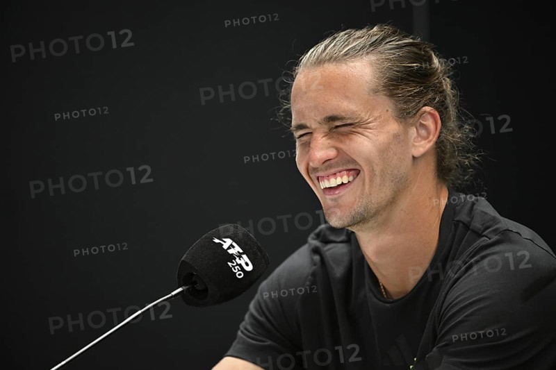 Press conference, PK, portrait, Alexander Zverev GER, laughs heartily, tennis, ATP 250, BOSS Open 2025, Stuttgart, Baden-Württemberg, Germany