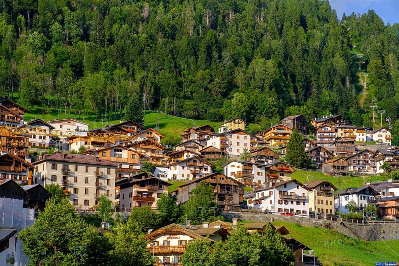 Farmhouses in Alleghe, Belluno, Dolomites, Veneto, Italy